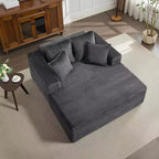 Chaise longue da interni oversize da 54,3", divanetto in velluto a coste largo e senza struttura con 4 cuscini, comodo divano da lettura soffice
