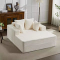 54.3 Oversized Chaise Lounge Indoor, Wide Boneless Corduroy Loveseat with 4 Pillows, Comfy Fluffy Reading Couch