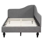 Luxystar Letto a Due Piazze a L in Lino Rivestito con Gambe in Legno Massiccio