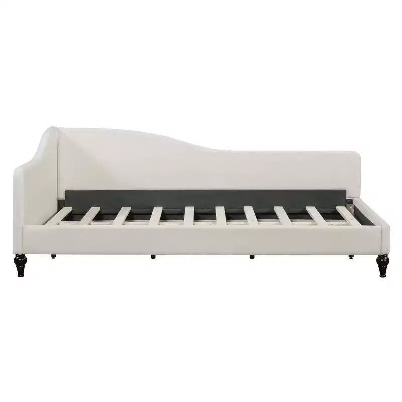 Luxystar Letto a Due Piazze a L in Lino Rivestito con Gambe in Legno Massiccio