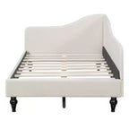 Luxystar Letto a Due Piazze a L in Lino Rivestito con Gambe in Legno Massiccio