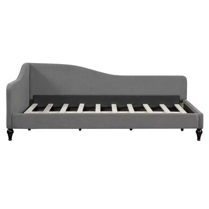 Luxystar Letto a Due Piazze a L in Lino Rivestito con Gambe in Legno Massiccio