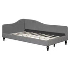 Luxystar Letto a Due Piazze a L in Lino Rivestito con Gambe in Legno Massiccio