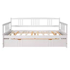 Okak Twin/Full Struttura Letto a Piattaforma Moderna con Recinzione Laterale e Cassetti/Letto Estraibile, Divano Letto in Legno per Camera da Letto, Studio
