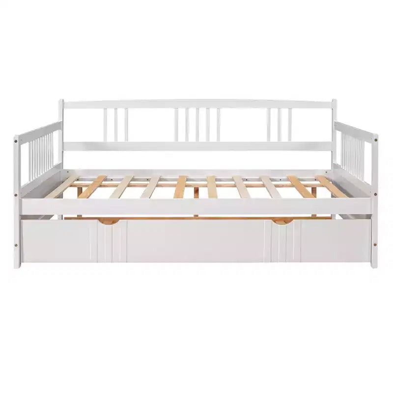 Okak Twin/Full Struttura Letto a Piattaforma Moderna con Recinzione Laterale e Cassetti/Letto Estraibile, Divano Letto in Legno per Camera da Letto, Studio