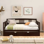 Okak Twin/Full Struttura Letto a Piattaforma Moderna con Recinzione Laterale e Cassetti/Letto Estraibile, Divano Letto in Legno per Camera da Letto, Studio