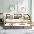 Okak Twin/Full Struttura Letto a Piattaforma Moderna con Recinzione Laterale e Cassetti/Letto Estraibile, Divano Letto in Legno per Camera da Letto, Studio
