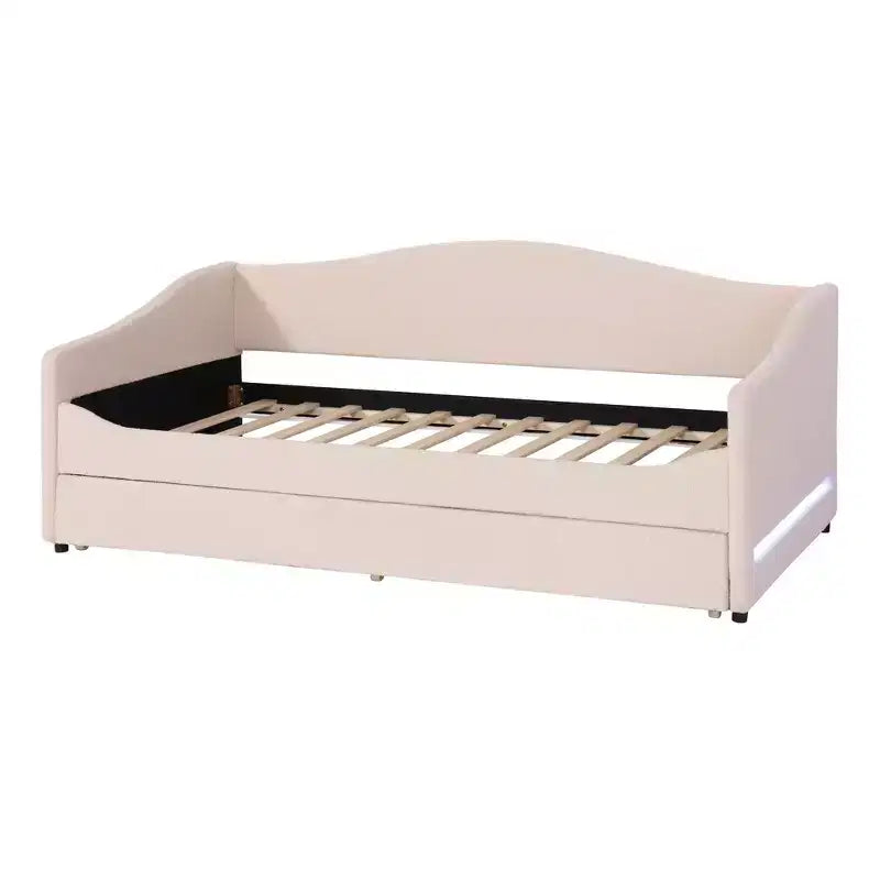 Letto a giorno in pile Teddy Luxystar per materasso singolo con luci LED e letto estraibile a rotelle