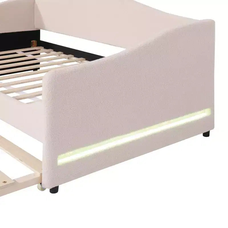 Letto a giorno in pile Teddy Luxystar per materasso singolo con luci LED e letto estraibile a rotelle