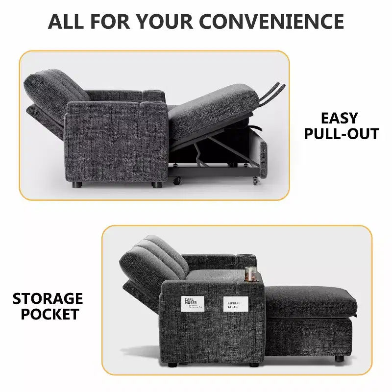 Dyonery 82 Divano Letto, Divano Reclinabile a L con Chaise Longue Contenitore Reversibile, Montaggio Senza Attrezzi