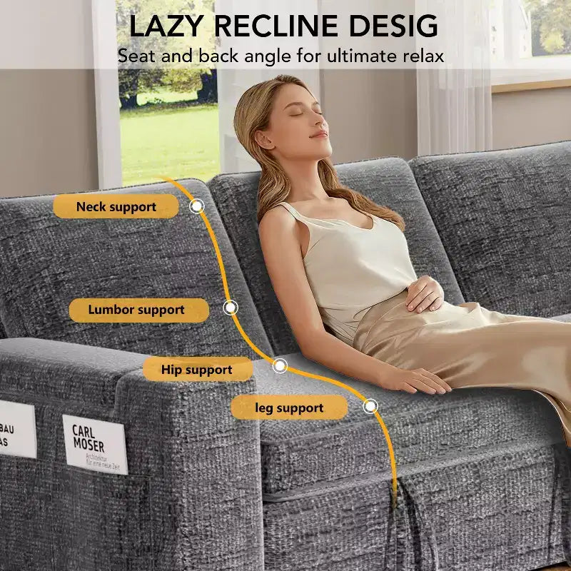 Dyonery 82 Divano Letto, Divano Reclinabile a L con Chaise Longue Contenitore Reversibile, Montaggio Senza Attrezzi