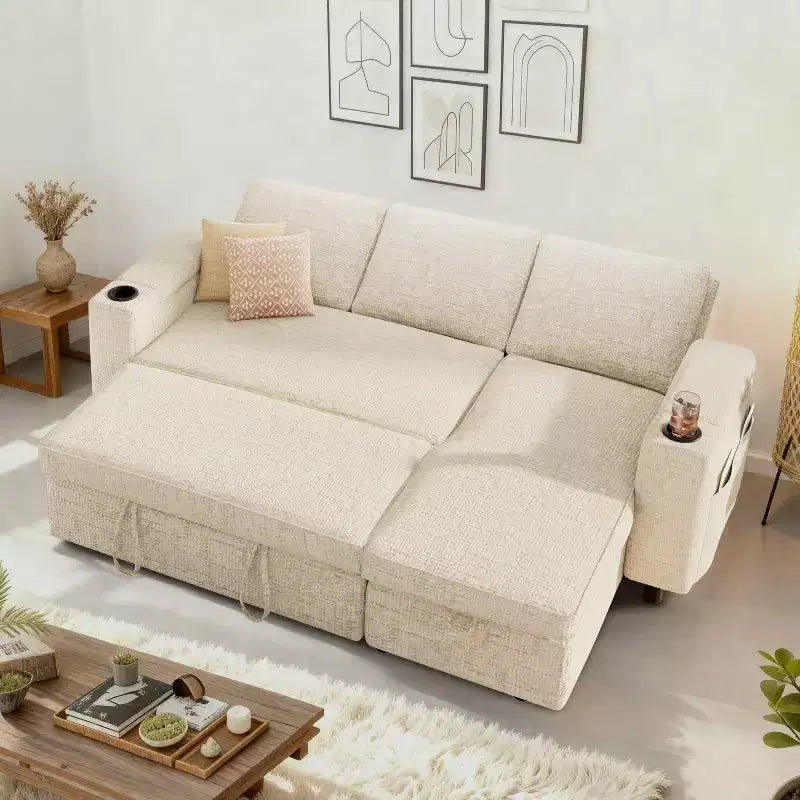 Dyonery 82 Divano Letto, Divano Reclinabile a L con Chaise Longue Contenitore Reversibile, Montaggio Senza Attrezzi