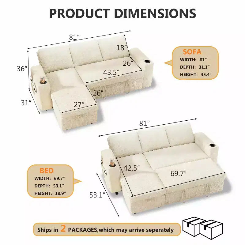 Dyonery 82 Divano Letto, Divano Reclinabile a L con Chaise Longue Contenitore Reversibile, Montaggio Senza Attrezzi