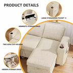 Dyonery 82 Divano Letto, Divano Reclinabile a L con Chaise Longue Contenitore Reversibile, Montaggio Senza Attrezzi