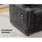 Divano Sezionale Modulare Dyonery a 5 Posti con Letto Estraibile per Piccoli Spazi, Divano a L con Letto Estraibile, Contenitore, Porte USB e Recliner