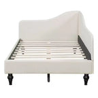 MAYEERTY Letto Divano a L Matrimoniale in Lino, Gambe in Legno Massello, Camera da Letto, Grigio