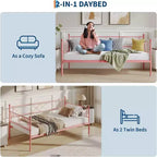 Letto a giorno matrimoniale in metallo con letto estraibile, struttura resistente, rotelle con blocco e doghe in metallo, ideale per camera da letto, camera degli ospiti o soggiorno