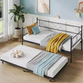 Twin Metal Daybed with Trundle, Heavy-Duty Frame, Lockable Casters & Metal SlatsIdeal for Bedroom, Guest Room, or Living Room