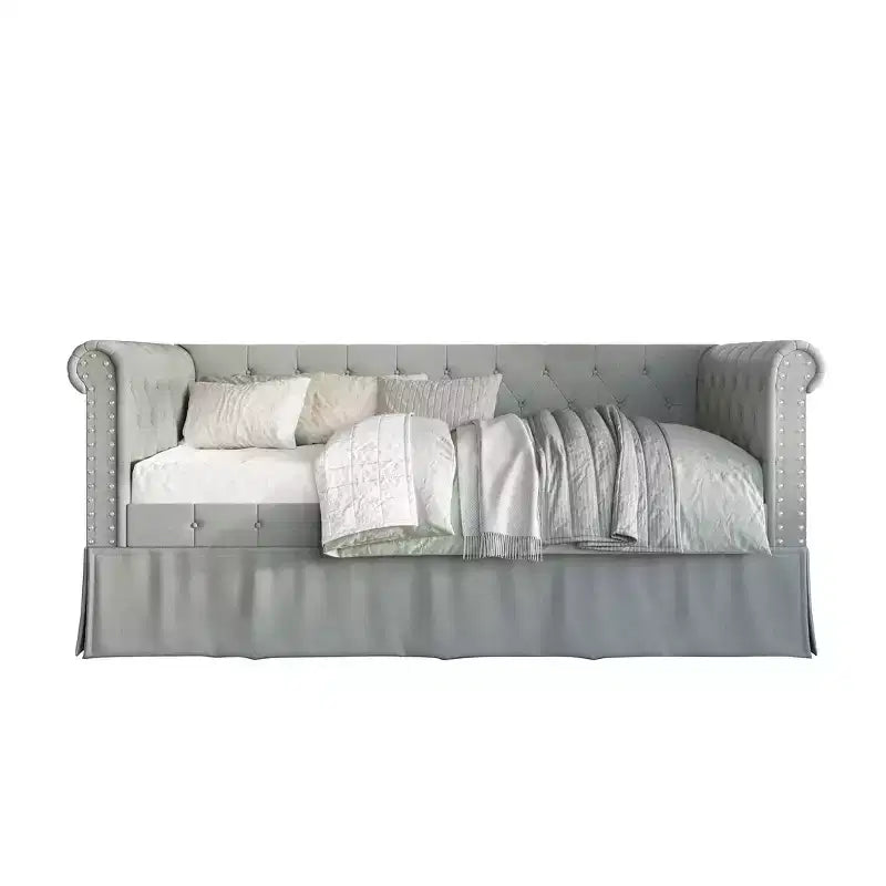 Divano letto singolo ChaletPosh in lino con letto estraibile