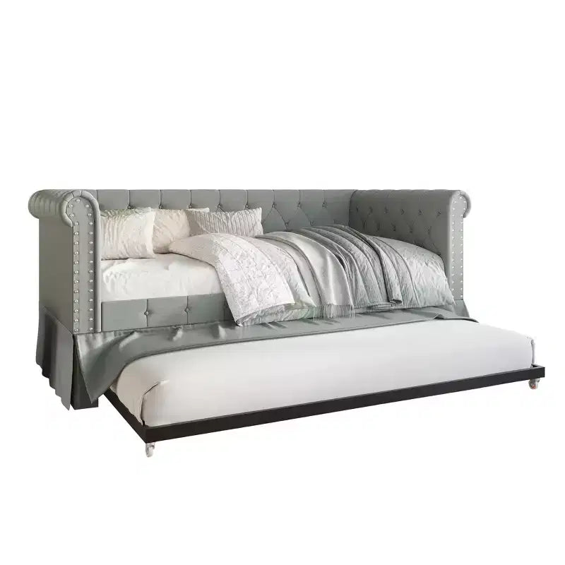 Divano letto singolo ChaletPosh in lino con letto estraibile