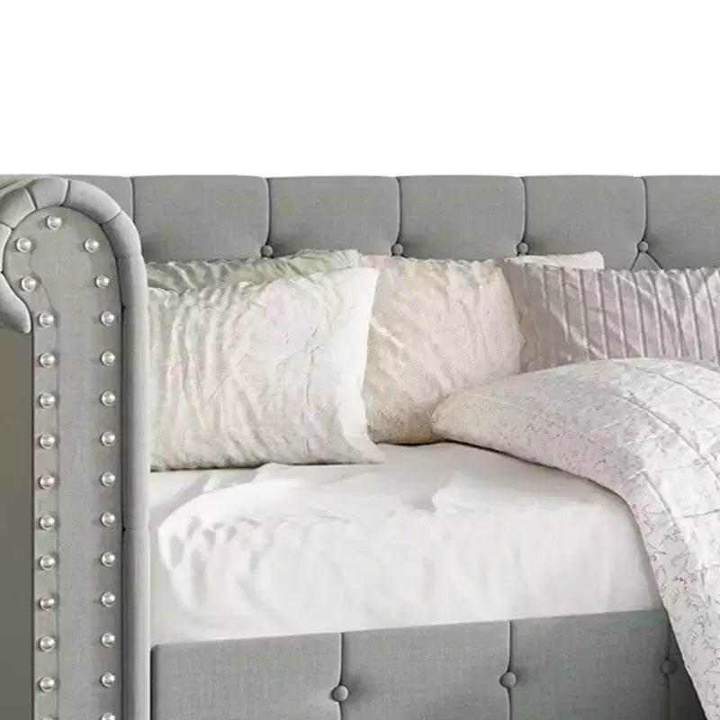 Divano letto singolo ChaletPosh in lino con letto estraibile