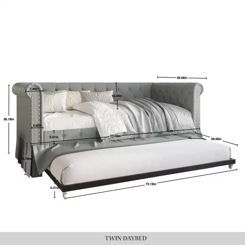 Divano letto singolo ChaletPosh in lino con letto estraibile