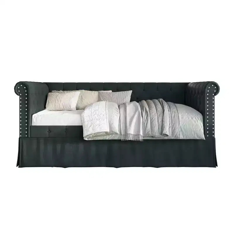 Divano letto singolo ChaletPosh in lino con letto estraibile