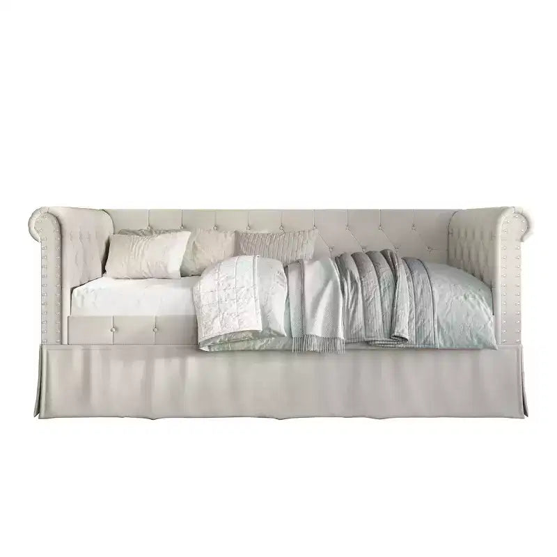 Divano letto singolo ChaletPosh in lino con letto estraibile