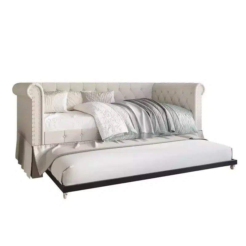 Divano letto singolo ChaletPosh in lino con letto estraibile