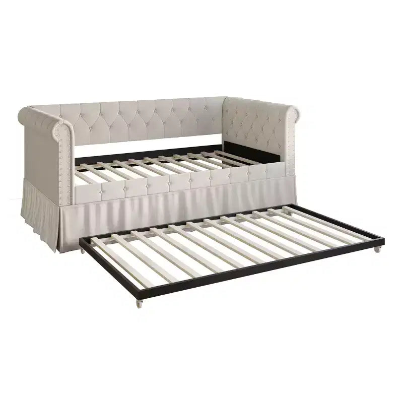 Divano letto singolo ChaletPosh in lino con letto estraibile