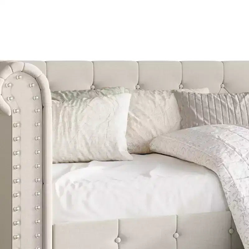 Divano letto singolo ChaletPosh in lino con letto estraibile