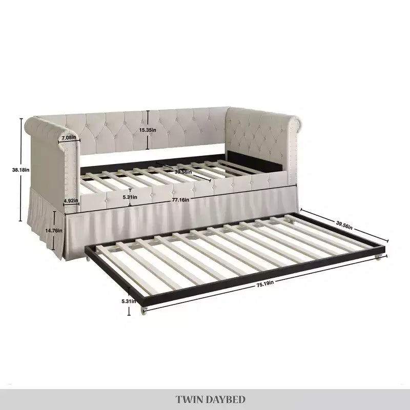 Divano letto singolo ChaletPosh in lino con letto estraibile