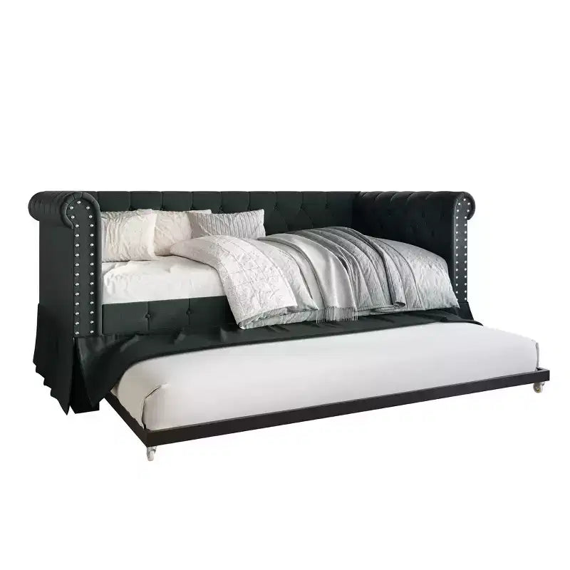 Divano letto singolo ChaletPosh in lino con letto estraibile