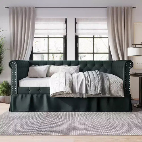 ChaletPosh Twin Size Daybed in Linen with Trundle