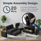 Dyonery Divano letto componibile a 5 posti, Divano letto a L con reclinabile, contenitore, porte USB e tessuto ciniglia, per piccoli spazi