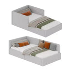 Acekool Letto a Divano Doppio con Cassetti Contenitori, Telaio ad Angolo Imbottito in Velluto con Sponde, Grigio Chiaro o Beige