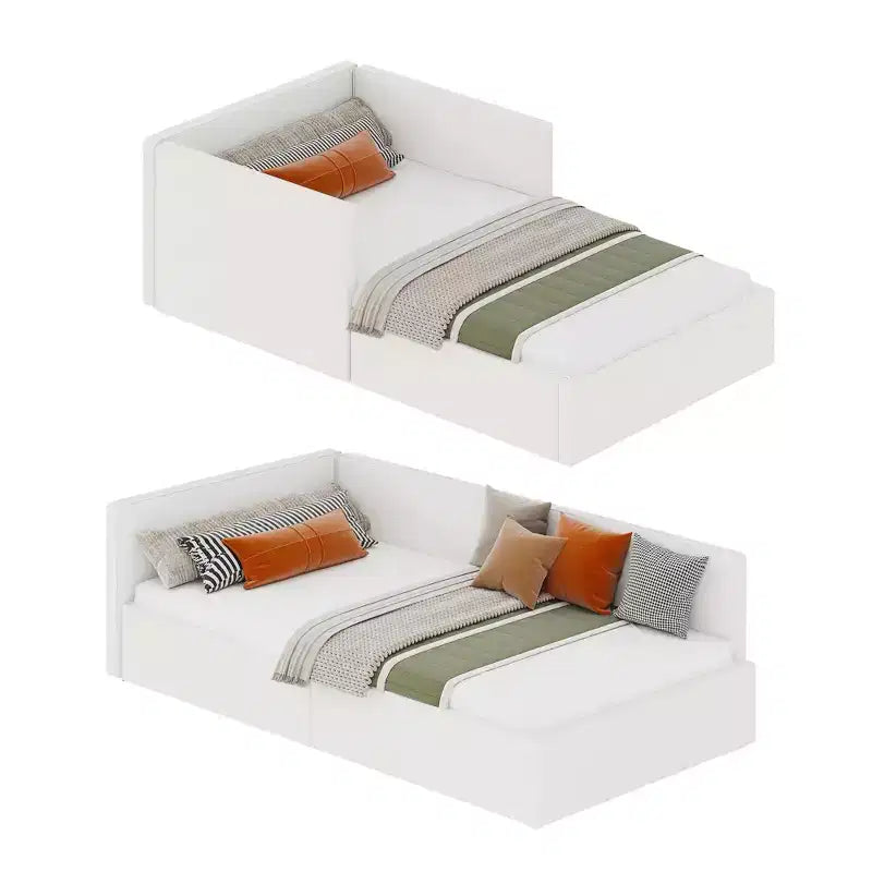 Acekool Letto a Divano Doppio con Cassetti Contenitori, Telaio ad Angolo Imbottito in Velluto con Sponde, Grigio Chiaro o Beige