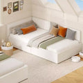 Acekool Twin Daybed with Storage Drawers, Velvet Upholstered Corner Bed Frame with Rails, Light Grey or Beige