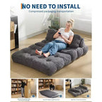 Divano Letto Pieghevole 3 in 1 COZONY, Poltrona da Pavimento Pieghevole con Cuscino, Futon da Pavimento in Velluto a Coste, Letto Pieghevole in Schiuma Sminuzzata per Soggiorno/Camera da Letto