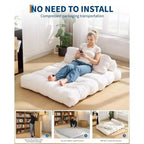 Divano Letto Pieghevole 3 in 1 COZONY, Poltrona da Pavimento Pieghevole con Cuscino, Futon da Pavimento in Velluto a Coste, Letto Pieghevole in Schiuma Sminuzzata per Soggiorno/Camera da Letto