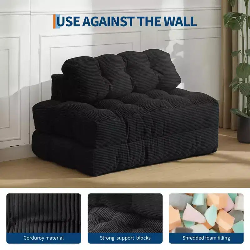 Divano Letto Pieghevole 3 in 1 COZONY, Poltrona da Pavimento Pieghevole con Cuscino, Futon da Pavimento in Velluto a Coste, Letto Pieghevole in Schiuma Sminuzzata per Soggiorno/Camera da Letto