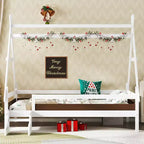 Letto a piattaforma Twin/Full House con scale, struttura letto a profilo basso Divertimento infantile - ModernLuxe