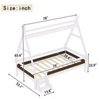 Letto a piattaforma Twin/Full House con scale, struttura letto a profilo basso Divertimento infantile - ModernLuxe