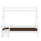 Letto a piattaforma Twin/Full House con scale, struttura letto a profilo basso Divertimento infantile - ModernLuxe