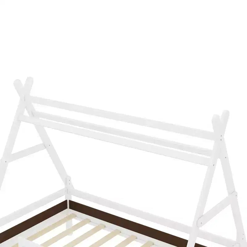 Letto a piattaforma Twin/Full House con scale, struttura letto a profilo basso Divertimento infantile - ModernLuxe