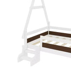 Letto a piattaforma Twin/Full House con scale, struttura letto a profilo basso Divertimento infantile - ModernLuxe