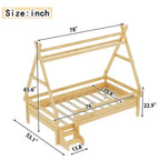 Letto a piattaforma Twin/Full House con scale, struttura letto a profilo basso Divertimento infantile - ModernLuxe