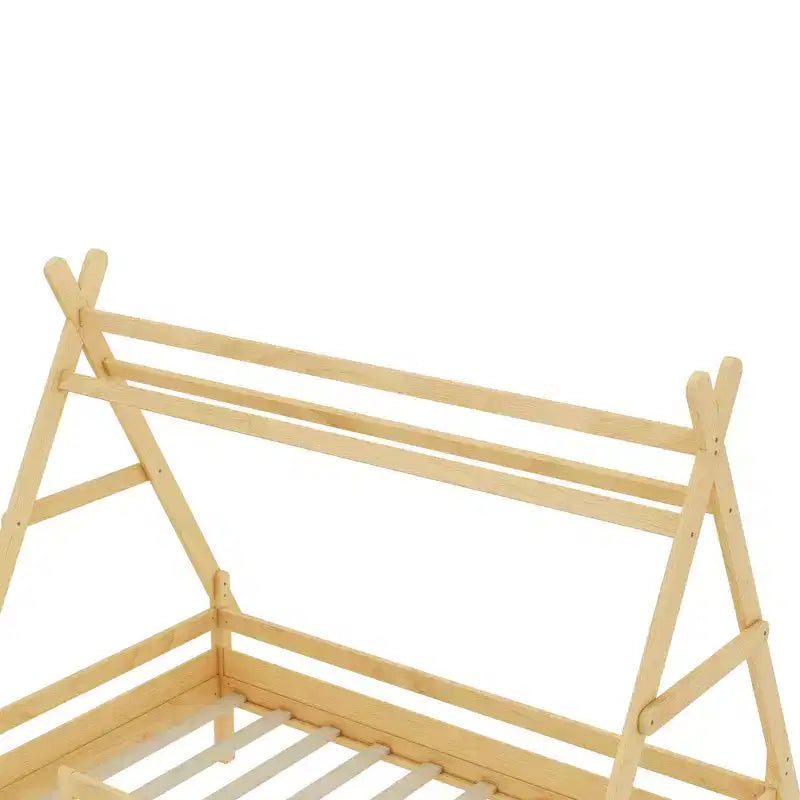 Letto a piattaforma Twin/Full House con scale, struttura letto a profilo basso Divertimento infantile - ModernLuxe