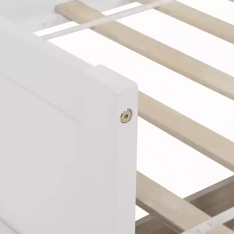 Bellemave Lettino singolo con 2 cassetti portaoggetti, divano letto in legno massello di pino, design salvaspazio per camera da letto o soggiorno, bianco
