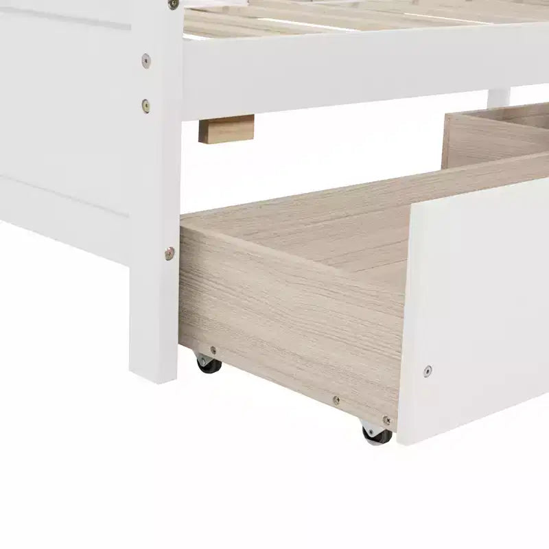 Bellemave Lettino singolo con 2 cassetti portaoggetti, divano letto in legno massello di pino, design salvaspazio per camera da letto o soggiorno, bianco
